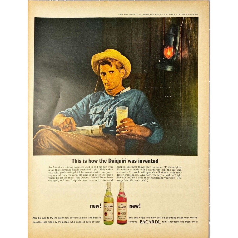 Bacardi Rum Cocktail & Daiquiri Mixes. Vintage Print Ad 1966